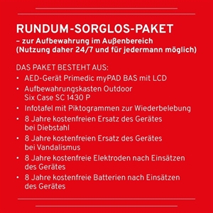 BSS – PRIMEDIC MYPAD BAS + AED AUSSENWANDKASTEN + INFOTAFEL + BETREUUNG